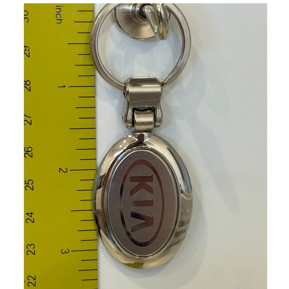 Kia Silver Tone Metal Oval Keychain Earnhardt Liberty Kia Dealership Fob